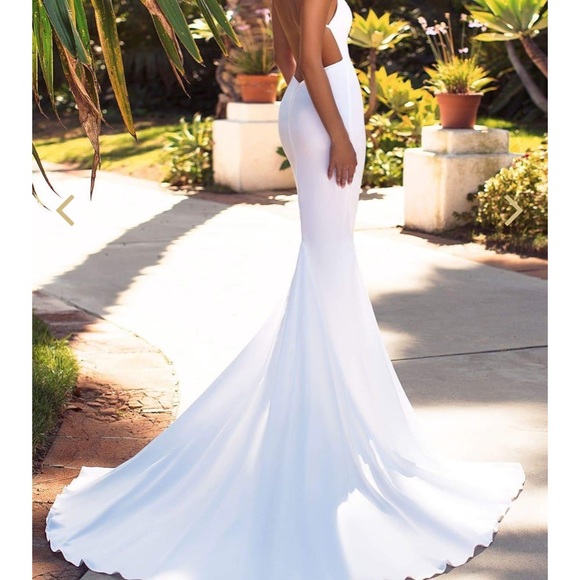 white satin prom dress